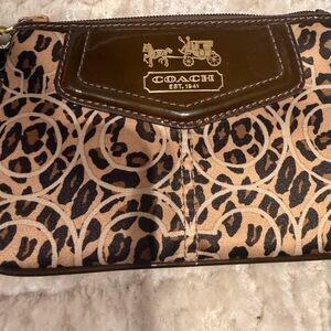 Coach Black and Tan Animal Print Wristlet